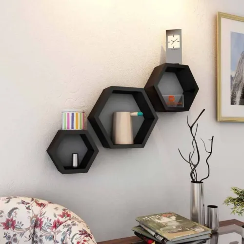 Image of AmazingShopee So3 Hexagon MDF Wall Shelves