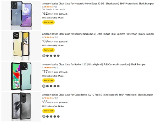 Image of Amazon Basic Mobile Cover Starting @ ₹62