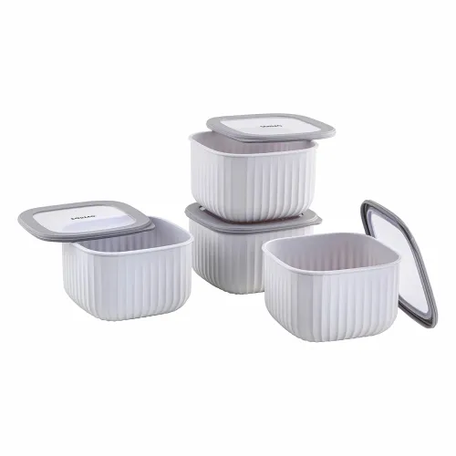 Image of Amazon Basic Plastic Elegant Square Storage Containers Food Grade Set of 4