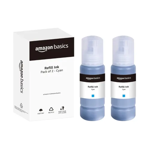 Image of amazon basics 003 Refill Ink Bottle (Dual Pack) | Compatible with Epson L3110/L3150/L3250/L3252/L3115/L3116/L3101/L3210/