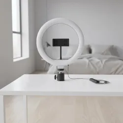 Amazon Basics 10-inch Ring Light | 3 Color Modes | 10 Brightness Settings | Compatible with All Smart Phones | Suitable for Vlogging, YouTube Videos, Photoshoots, Live Streaming & More