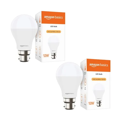 Image of amazon basics - 12W LED Bulb, Cool White (Base B22, Pack of 2) (AB2212WS02)