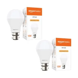amazon basics - 12W LED Bulb, Cool White (Base B22, Pack of 2) (AB2212WS02)
