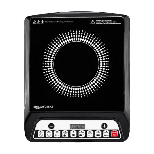 Image of Amazon Basics 1600W Induction Cooktop | 7 Pre-Set Cooking Menus | LED Display |