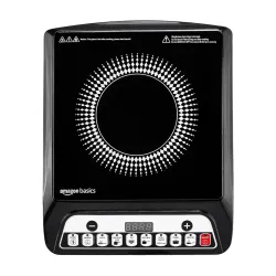 Amazon Basics 1600W Induction Cooktop | 7 Pre-Set Cooking Menus | LED Display | Smart Push Buttons I Energy Efficient, A