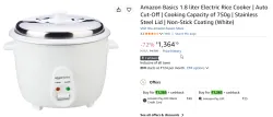 Amazon Basics 1.8 liter Electric Rice Cooker | Auto Cut-Off