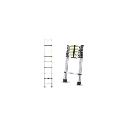 Amazon Basics 2.6m (8.5 feet) Portable & Compact Aluminum Telescopic Ladder | 2-Year Warranty | EN131 Complied 9-Steps Foldable Multipurpose Step Ladder for Home & Outdoor use