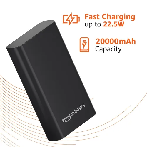 Image of Amazon Basics 20000mAh 22.5W Fast Charging Power Bank with Cable