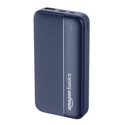 Image of Amazon Basics 20000 mAh Power Bank | 22.5W Fast Charging | Dual Output & Input | Charge 3 Devices Simultaneously | for S