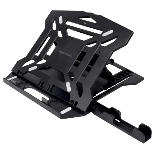 Image of amazon basics ABS 2-in-1 Laptop and Mobile Stand, Ergonomic, Adjustable Height, Anti-Slip Base, Heat Dissipation, Portab