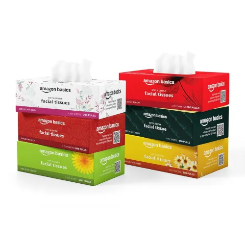 Image of Amazon Basics 2 Ply Facial Tissue Box (200 Pulls X Pack of 6)