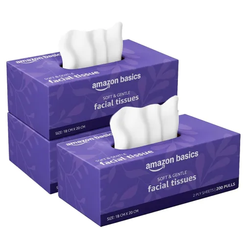 Image of Amazon brand- Amazon Basics 2-Ply Facial Tissue paper, 200 pulls x Pack of 3