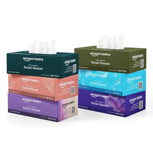 Image of Amazon Basics 2-Ply Facial Tissue Box (1200 Pulls, Pack of 6)