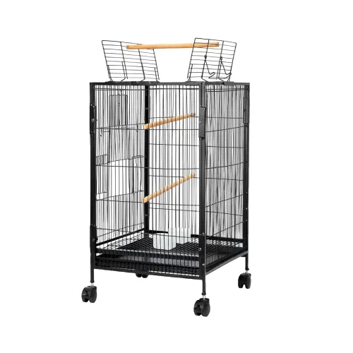 Image of Amazon Basics 30-Inch Metal Bird Cage with Gate | Feeders, Wooden Perches & Tray