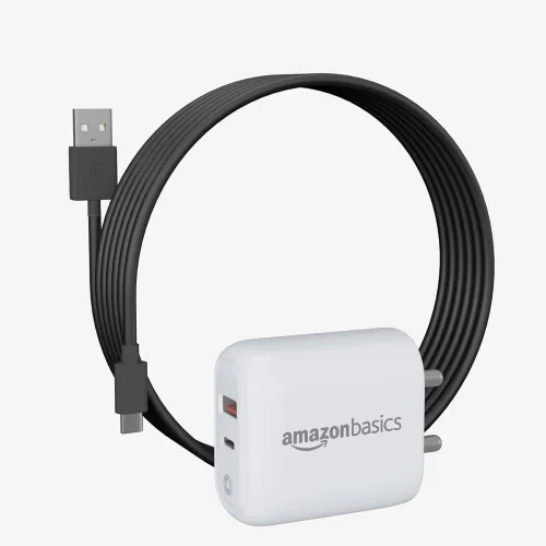 Image of Amazon Basics 38W Dual Port Charger + Active Type A to Type C Cable