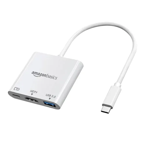 Image of Amazon Basics 3in1 USB Type C to HDMI Adapter 4K@30Hz 100W PD Fast Charging Port