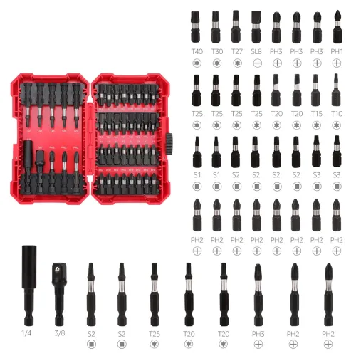 Image of amazon basics 42-Piece Impact Screwdriver Bit Set - Phillips, Slotted and Torx