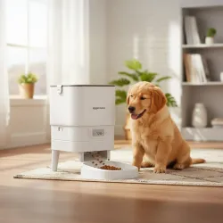 Amazon Basics Automatic Pet Feeder | 4L Large Capacity | Programmable Kibble Dispenser with Timer | LED Display & Anti-C