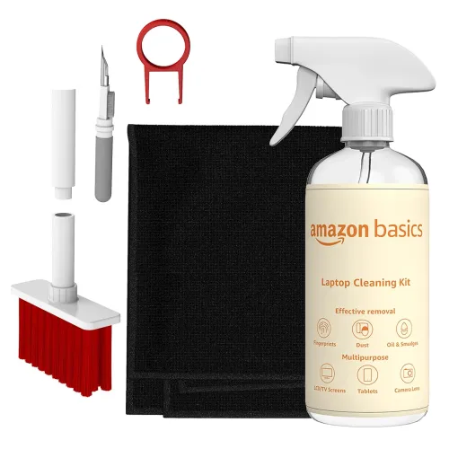 Image of Amazon Basics 5-in-1 Professional Cleaning Kit for AirPods, Keyboard, Lens, Binocular, Laptop, TV, Monitor, Smartphone, 