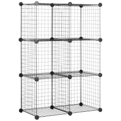 Amazon Basics 6 Cube Metal Wire Powder Coated Storage Shelves - Black