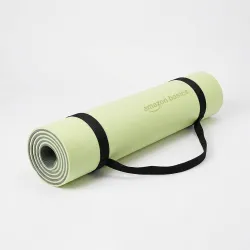Amazon Basics TPE Yoga & Exercise Mat with Carrying Strap | 6 mm Thick | Non-Slip Grippy Surface | Eco-Friendly Rubber-L