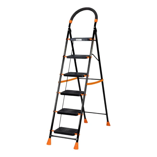 Image of Amazon Basics 6 Step Curvo-Foldable Ladder (Black & Orange)