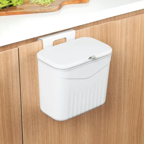 Image of Amazon Basics 7 Litre Kitchen Dustbin with Lid Hanging Plastic Trash Can