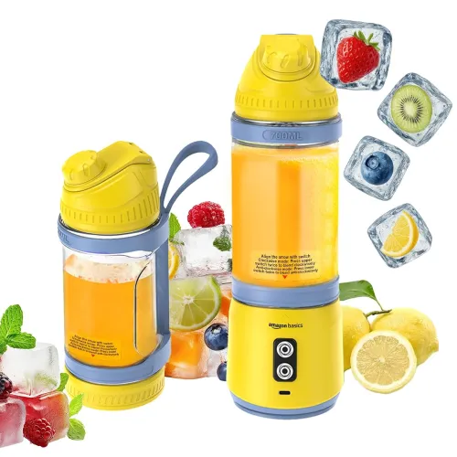 Image of Amazon Basics Portable Blender for Juices, Smoothies and Shakes | 700 ml Convertible Jar | Dual Mode | LED Lights | Wate