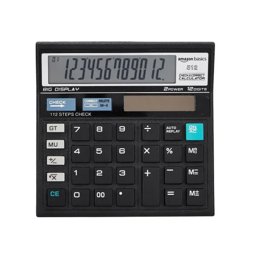 Image of Amazon Basics AB-512 12-Digit Display Basic Calculator(Black)