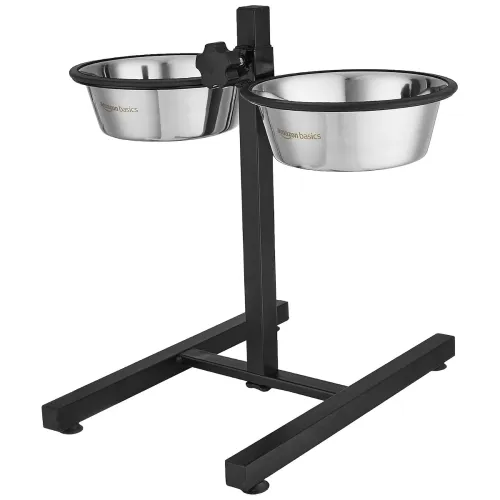 Image of Amazon Basics Adjustable Double Diner for Pet Food and Water
