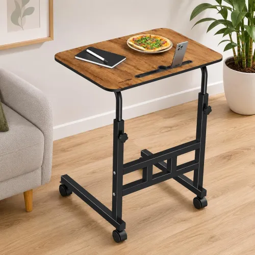 Image of Amazon Basics Adjustable Sofa Side Table with Wheels