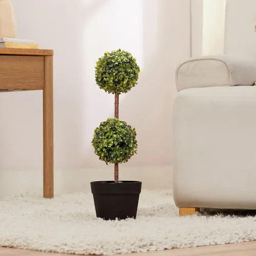 Image of amazon basics Artificial Topiary in Black Plastic Pot 