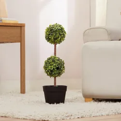 amazon basics Artificial Topiary in Black Plastic Pot 