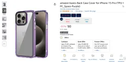 Amazon Basics Back Case Cover for iPhone 15 Pro