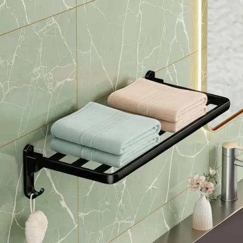 Image of Amazon Basics Bathroom Accessories Set - 24 Inch Towel Rod Towel Rack Clothes
