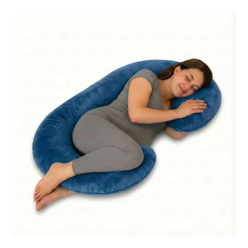 Image of Amazon Basics Velvet Full Body Pregnancy Pillow for Maternity,Baby Nursing,Full Body Support|C-Shaped-Washable Cover wit
