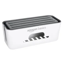 Amazon Basics - Cable Management Box with Mobile Stand - Power Strip, Cords, Wires | Surge Protector Hiding Cover Organi