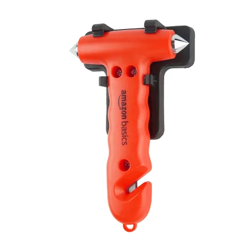 Image of Amazon Basics Car Safety Window Hammer and Seat Belt Cutter