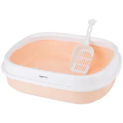 Amazon Basics Cat Litter Box with Scooper (Pink)