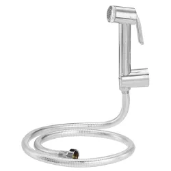 Amazon Basics Health Faucet with 1.5 m Easy Flex Tube and Hooks, Polished ABS, Chrome Finish