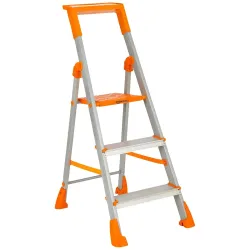 Amazon Basics Clamber Pro+ - 3 Steps Foldable Step Ladder with Tool Tray