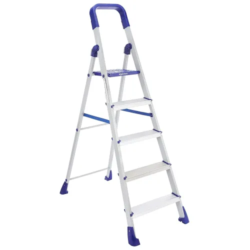 Image of amazon basics Clamber Pro - Foldable Step Ladder, Firm Grip, 5 Steps (Aluminium Steps, Blue & Satin)