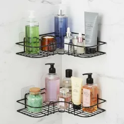 Amazon Basics Self-Adhesive Corner Shelf | No-Drill, Wall-Mounted Organizer for Bathroom, Kitchen & Living Room – Premiu