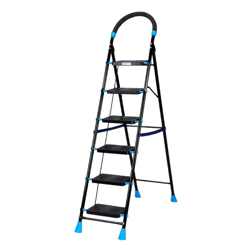 Image of Amazon Basics Curvo-Foldable 6-Step Ladder: Black & Blue