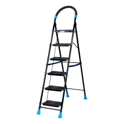 Amazon Basics Curvo-Foldable 6-Step Ladder: Black & Blue