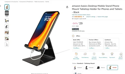 Image of amazon basics Desktop Mobile Stand Phone Mount Tabletop Holder for Phones and Tablets