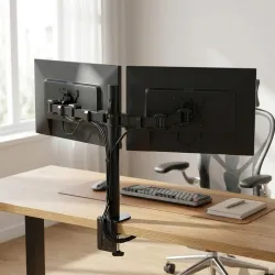 amazon basics Dual Monitor Stand - Height-Adjustable Arm Mount, Steel (Self Installation)
