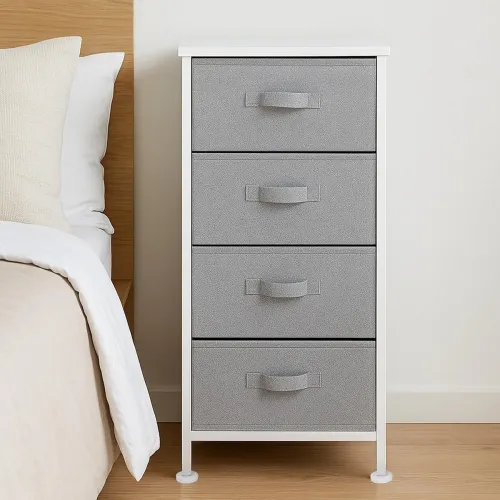 Image of amazon basics Fabric 4-Drawer Storage Organizer Unit for Closet, White