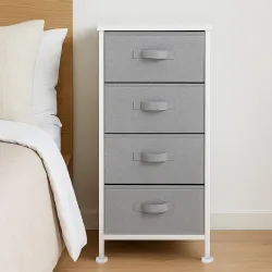 amazon basics Fabric 4-Drawer Storage Organizer Unit for Closet, White