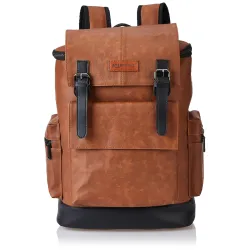 amazon basics Faux Leather Black Anti Theft Casual Laptop Backpack with Laptop Pocket